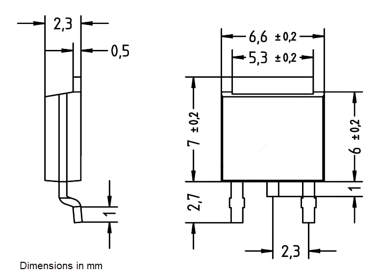 Mechanical Drawing - Diotec Semiconductor DI022P06D1-AQ P-Channel Power MOSFET